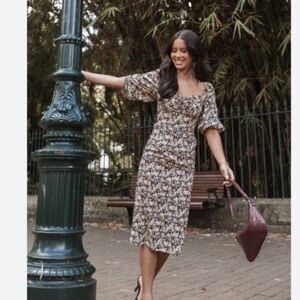 Petal & Pup Oona Midi Dress In Black Ditsy Floral M NWT HTF